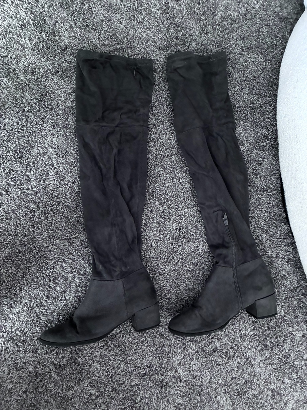 Chinese Laundry Black Over-the-Knee Stretch Suede Boots with Block Heel